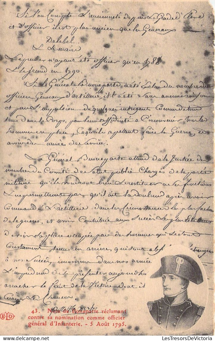 NAPOLEON - Note De Bonaparte Réclamant Contre Sa Nomination Comme Officier Général D'Infanterie - Carte Postale Ancienne - Personaggi Storici