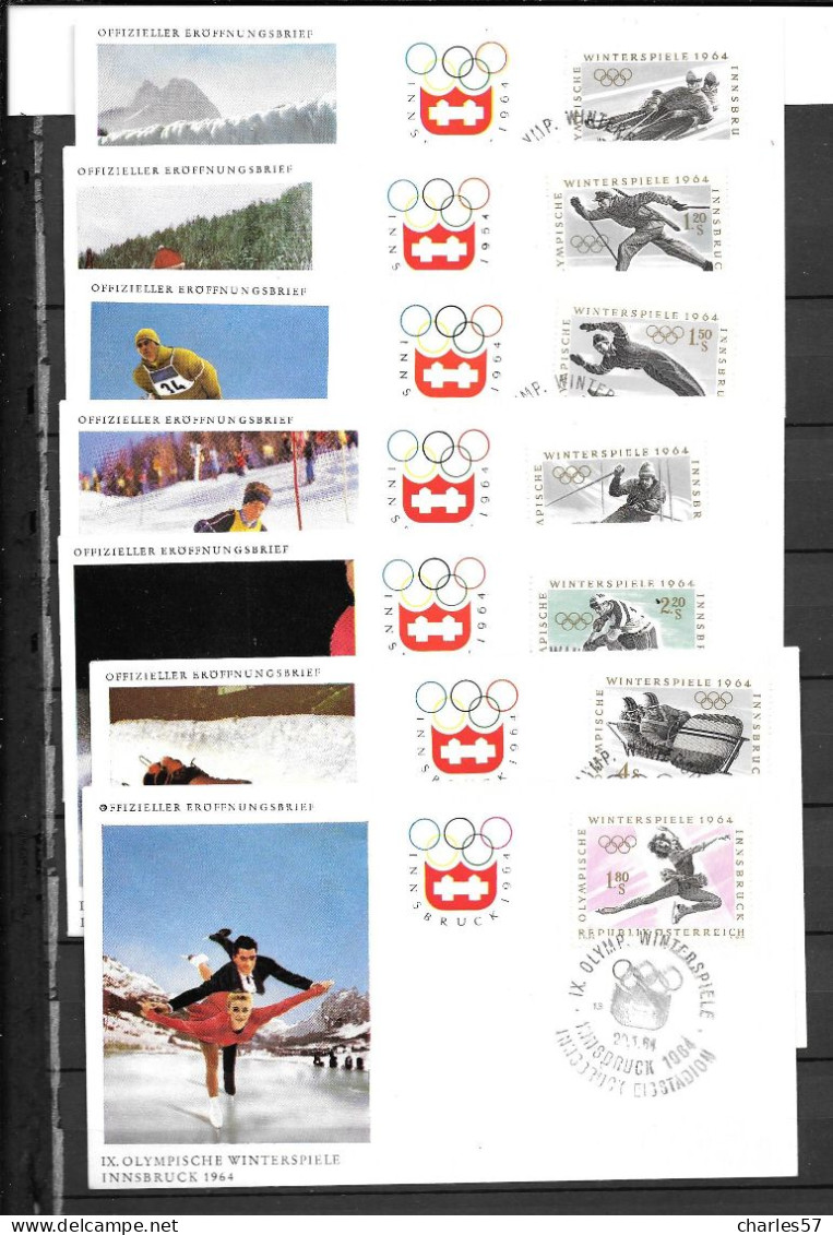 Autriche: FDC , JO D'hiver Des N° 974/980 Série Complète - Hiver 1964: Innsbruck