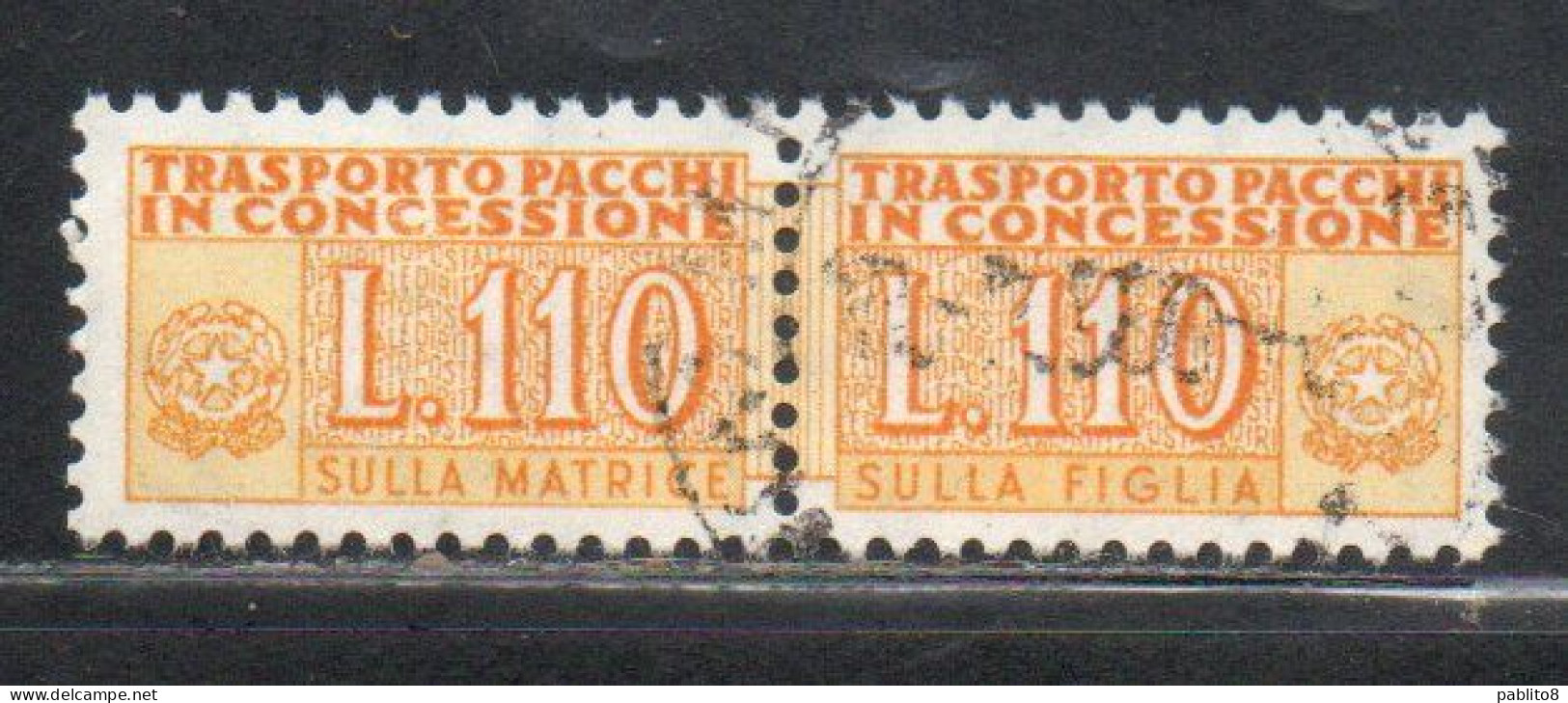 ITALIA REPUBBLICA ITALY REPUBLIC 1955 1981 PACCHI IN CONCESSIONE PARCEL POST STELLE STARS 1960 LIRE 110 USATO USED OBLIT - Concessiepaketten