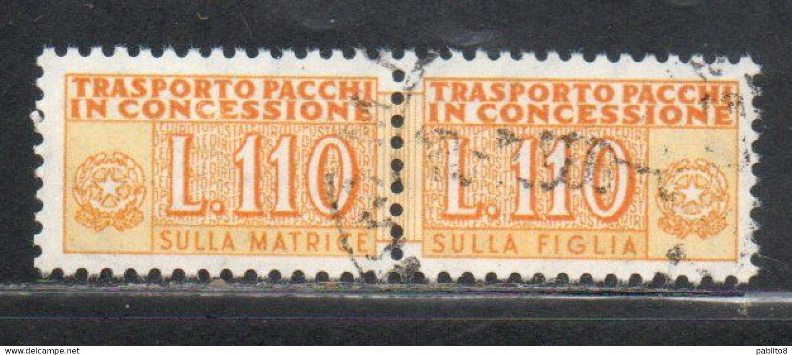 ITALIA REPUBBLICA ITALY REPUBLIC 1955 1981 PACCHI IN CONCESSIONE PARCEL POST STELLE STARS 1960 LIRE 110 USATO USED OBLIT - Pacchi In Concessione