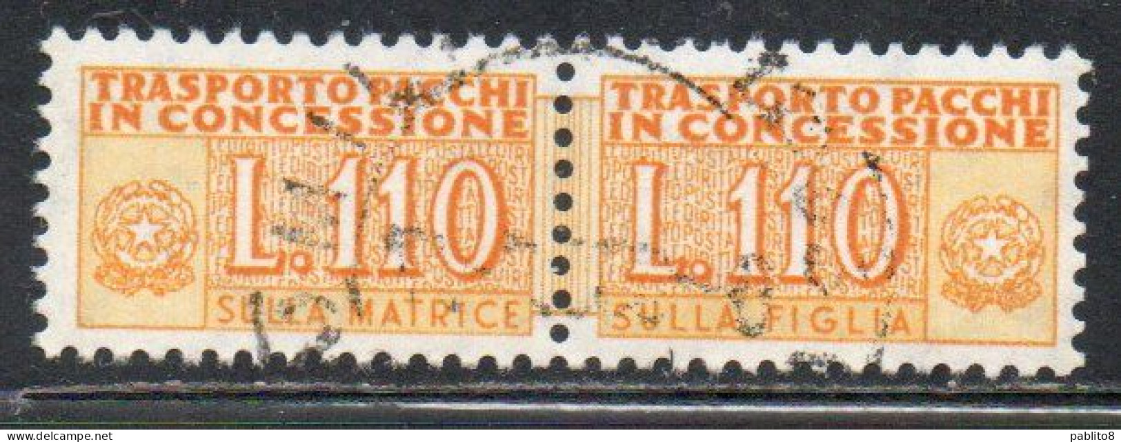 ITALIA REPUBBLICA ITALY REPUBLIC 1955 1981 PACCHI IN CONCESSIONE PARCEL POST STELLE STARS 1960 LIRE 110 USATO USED OBLIT - Pacchi In Concessione