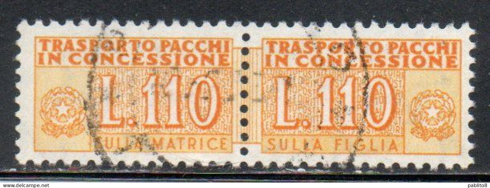 ITALIA REPUBBLICA ITALY REPUBLIC 1955 1981 PACCHI IN CONCESSIONE PARCEL POST STELLE STARS 1960 LIRE 110 USATO USED OBLIT - Colis-concession