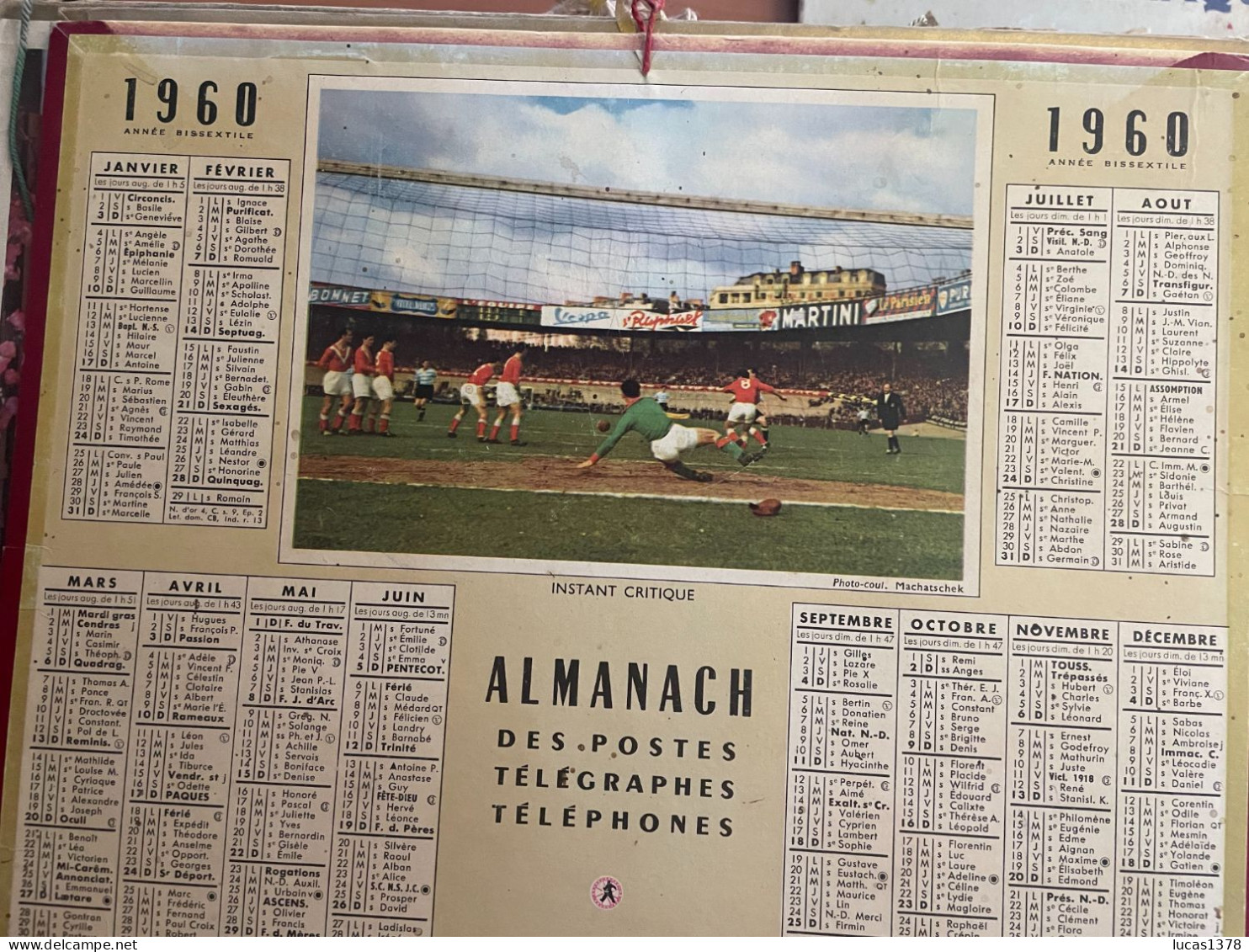 CALENDRIER ALMANACH DES POSTES  1960 / FOOTBALL - Grossformat : 1941-60