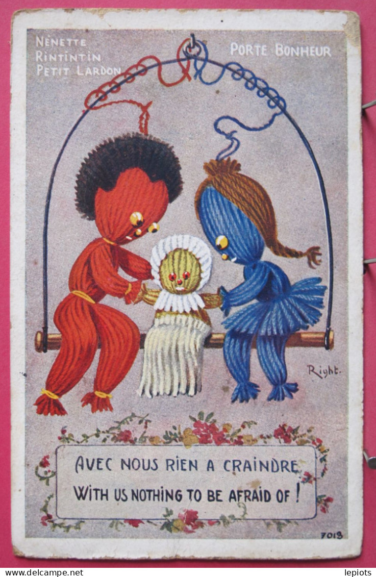 Nénette Et Rintintin Et Petit Lardon - Porte Bonheur - Avec Nous Rien à Craindre - Illustrateur Right - 1918 - R/verso - Right