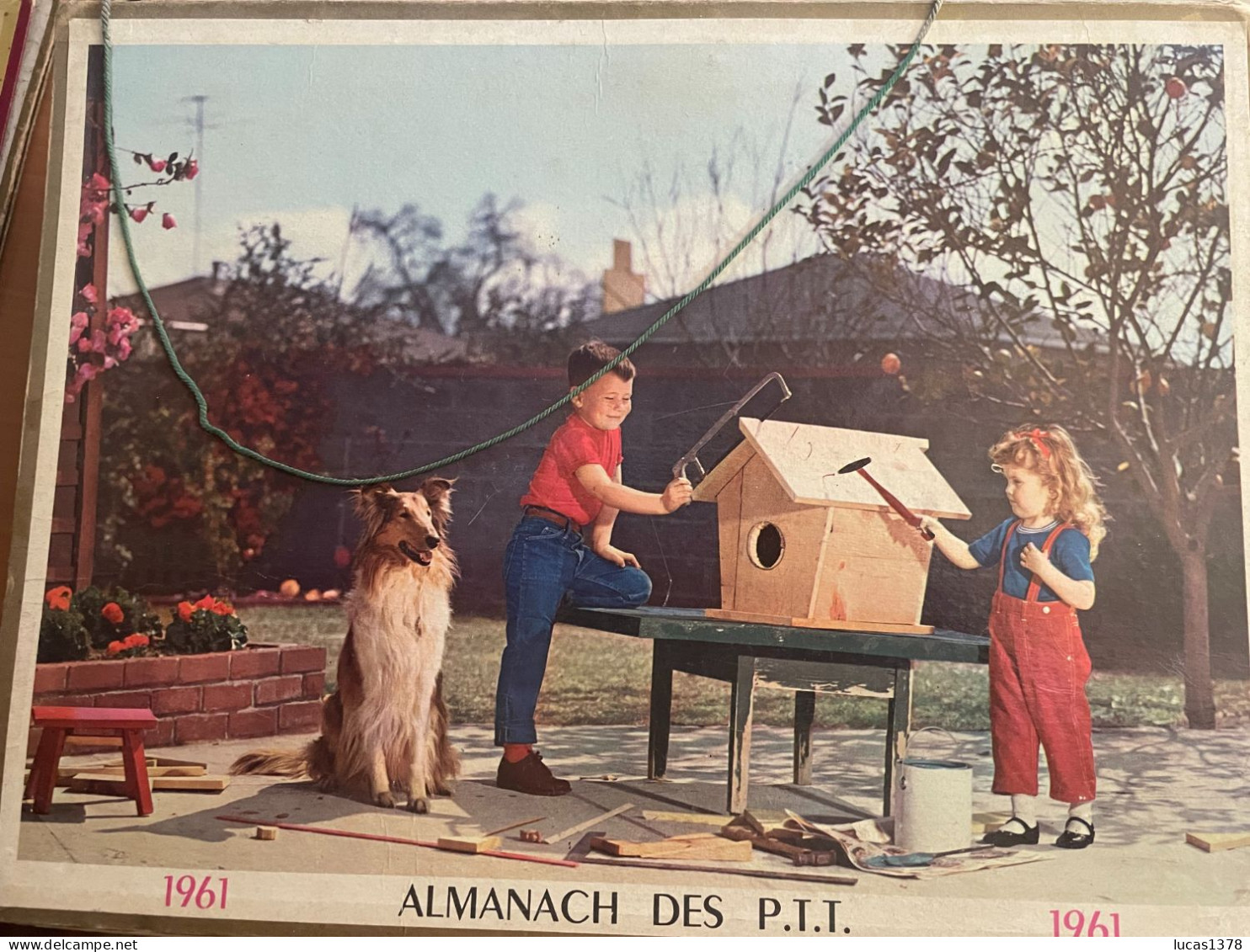 CALENDRIER ALMANACH DES POSTES  1961 / CHAT / CHIEN - Big : 1961-70