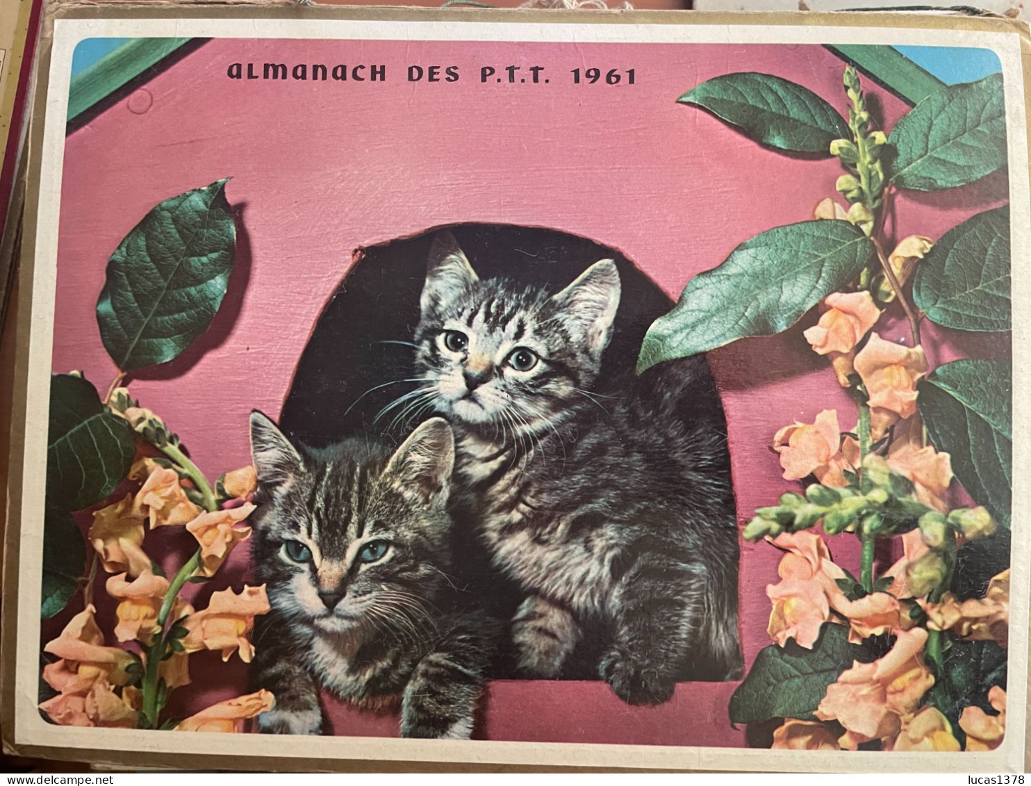 CALENDRIER ALMANACH DES POSTES  1961 / CHAT / CHIEN - Big : 1961-70