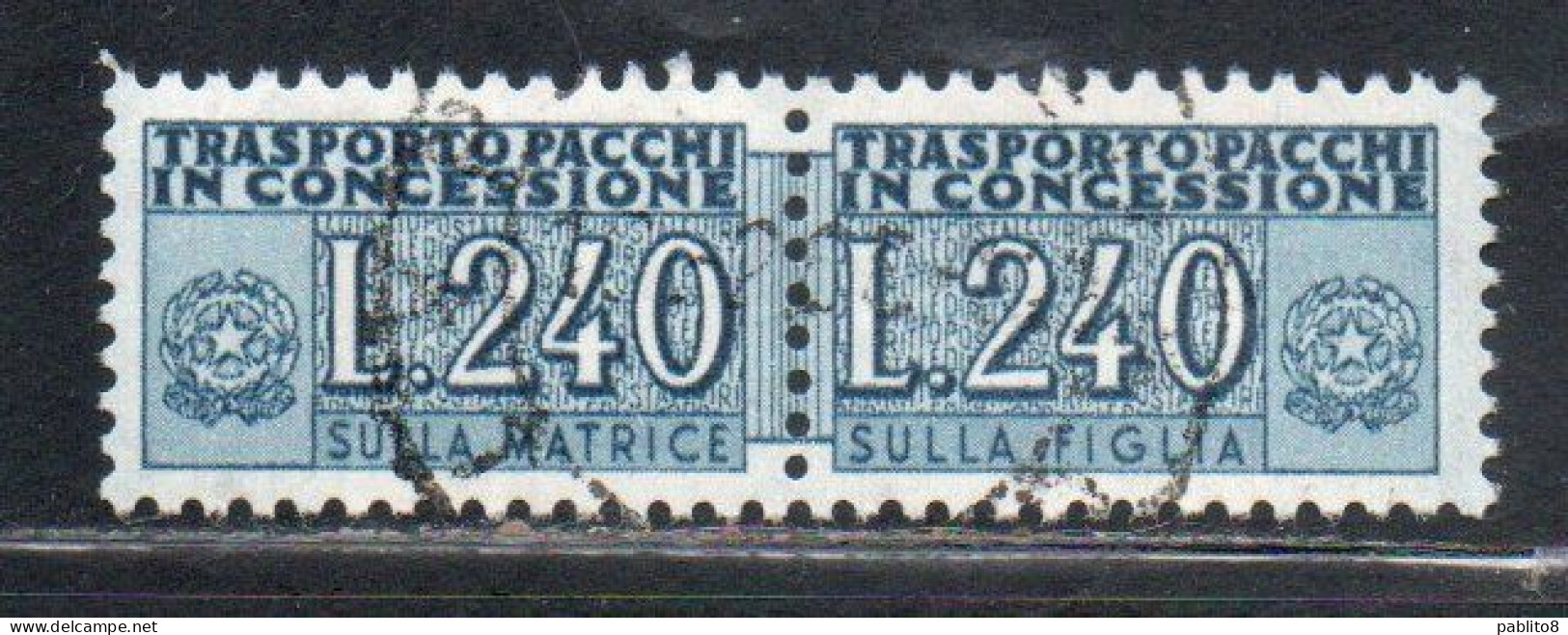 ITALIA REPUBBLICA ITALY REPUBLIC 1955 1981 PACCHI IN CONCESSIONE PARCEL POST STELLE STARS 1966 LIRE 240 USATO USED - Consigned Parcels