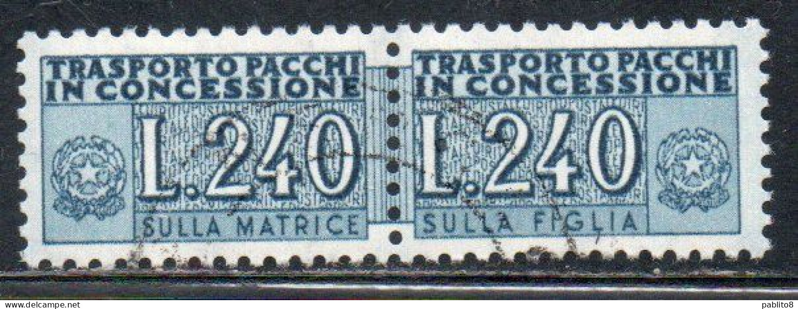 ITALIA REPUBBLICA ITALY REPUBLIC 1955 1981 PACCHI IN CONCESSIONE PARCEL POST STELLE STARS 1966 LIRE 240 USATO USED - Concessiepaketten