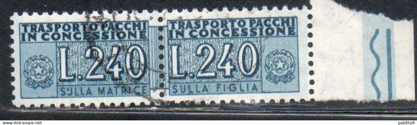 ITALIA REPUBBLICA ITALY REPUBLIC 1955 1981 PACCHI IN CONCESSIONE PARCEL POST STELLE STARS 1966 LIRE 240 USATO USED - Colis-concession