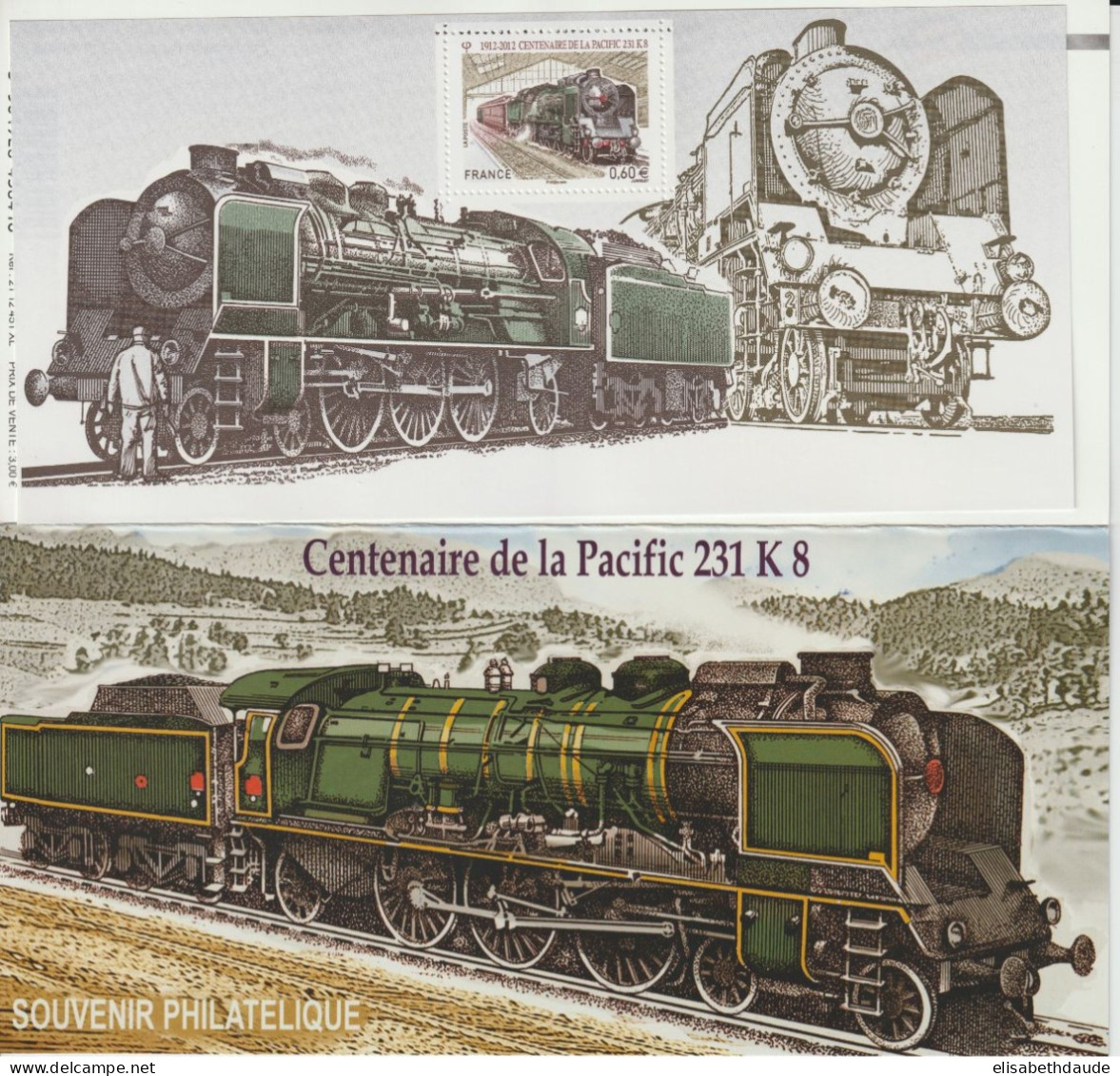 2012 - BLOC SOUVENIR N°68 ** MNH - TRAINS / TRANSPORT CENTENAIRE PACIFIC - AVEC CARTE PROTECTION - Bloques Souvenir