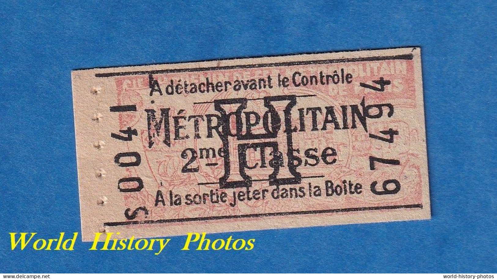 Ticket Ancien De Métro - PARIS - Métropolitain - H - S 004 I - 2e Classe - 67494 - Europa