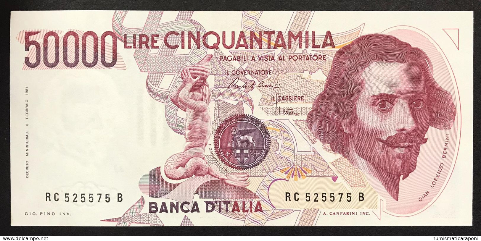 50000 Lire Gian Lorenzo Bernini I° Tipo Serie C 1986 Q.fds/fds LOTTO 2022 - 50000 Liras