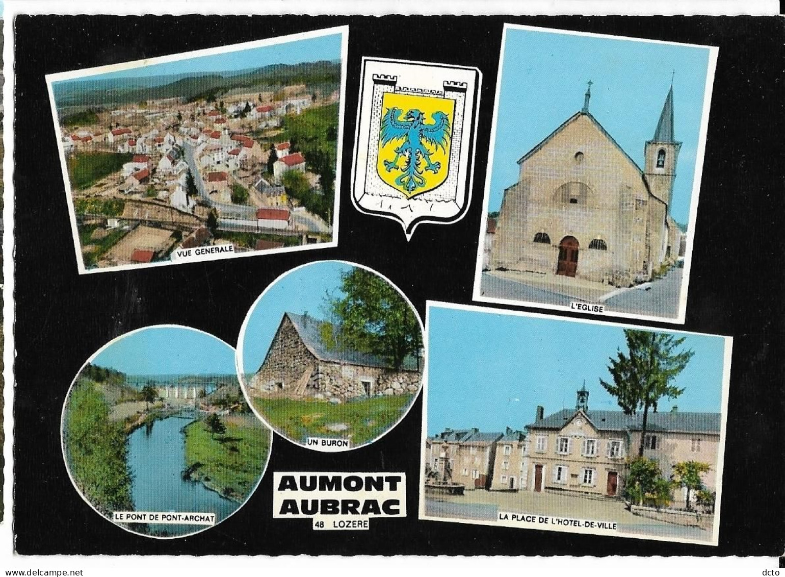 AUMONT AUBRAC (48) Souvenir Mutivues Blason, Cim CR 4 C, Cpsm GF - Aumont Aubrac