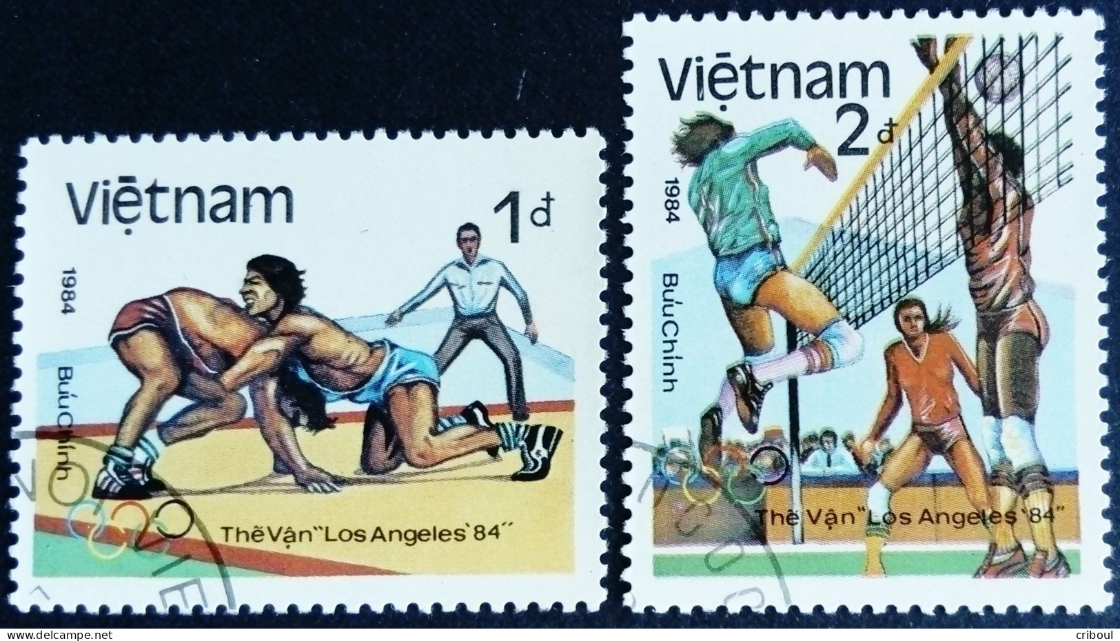 Viet Nam 1984 Sport Jeux Olympiques Olympic Games Lutte Volleyball Yvert 567C 567D O Used - Lucha