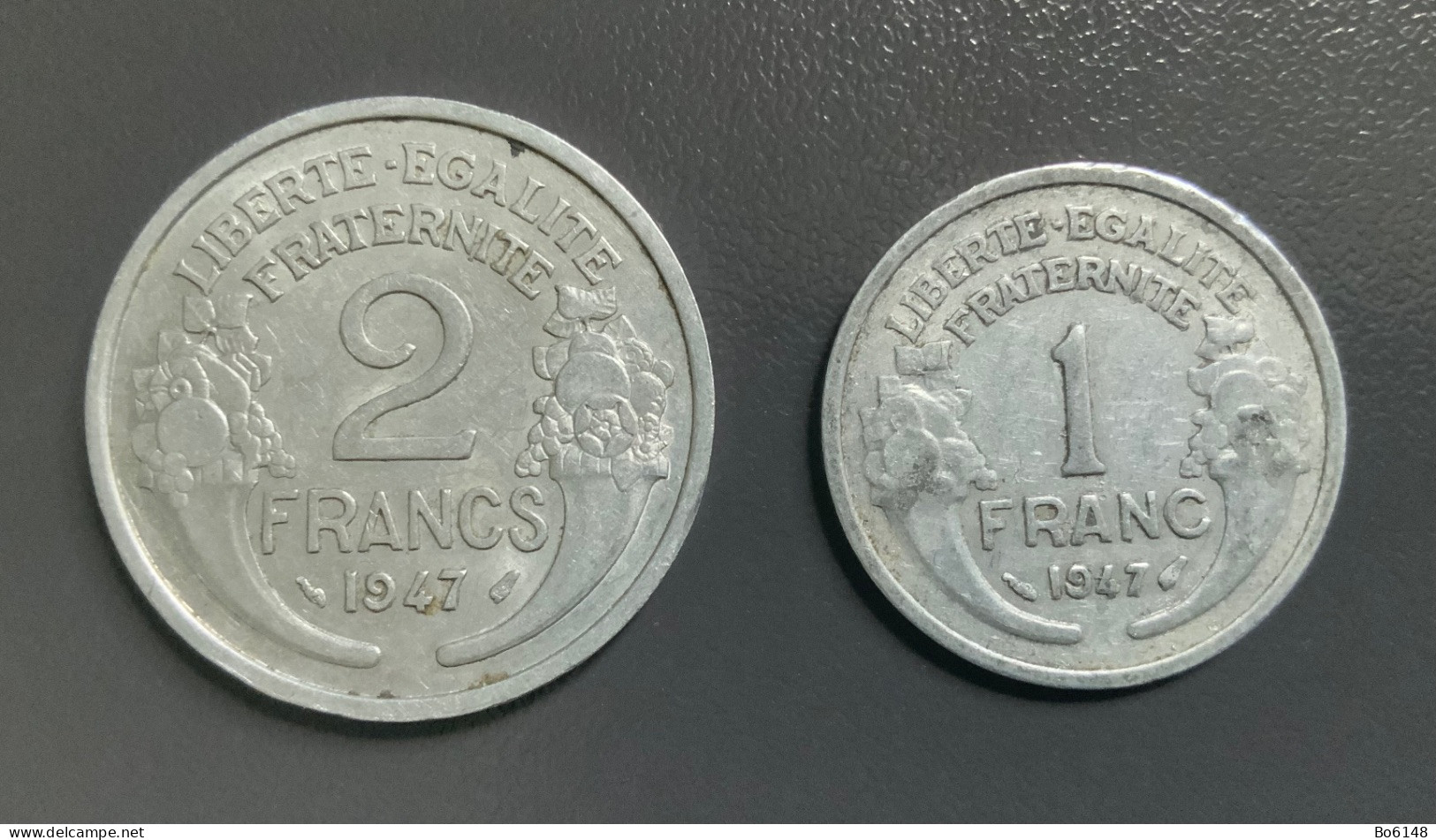 FRANCIA - FRANCE - 2 Monete 1947 - 1 FRANCO + 2 FRANCHI - 2 Francs