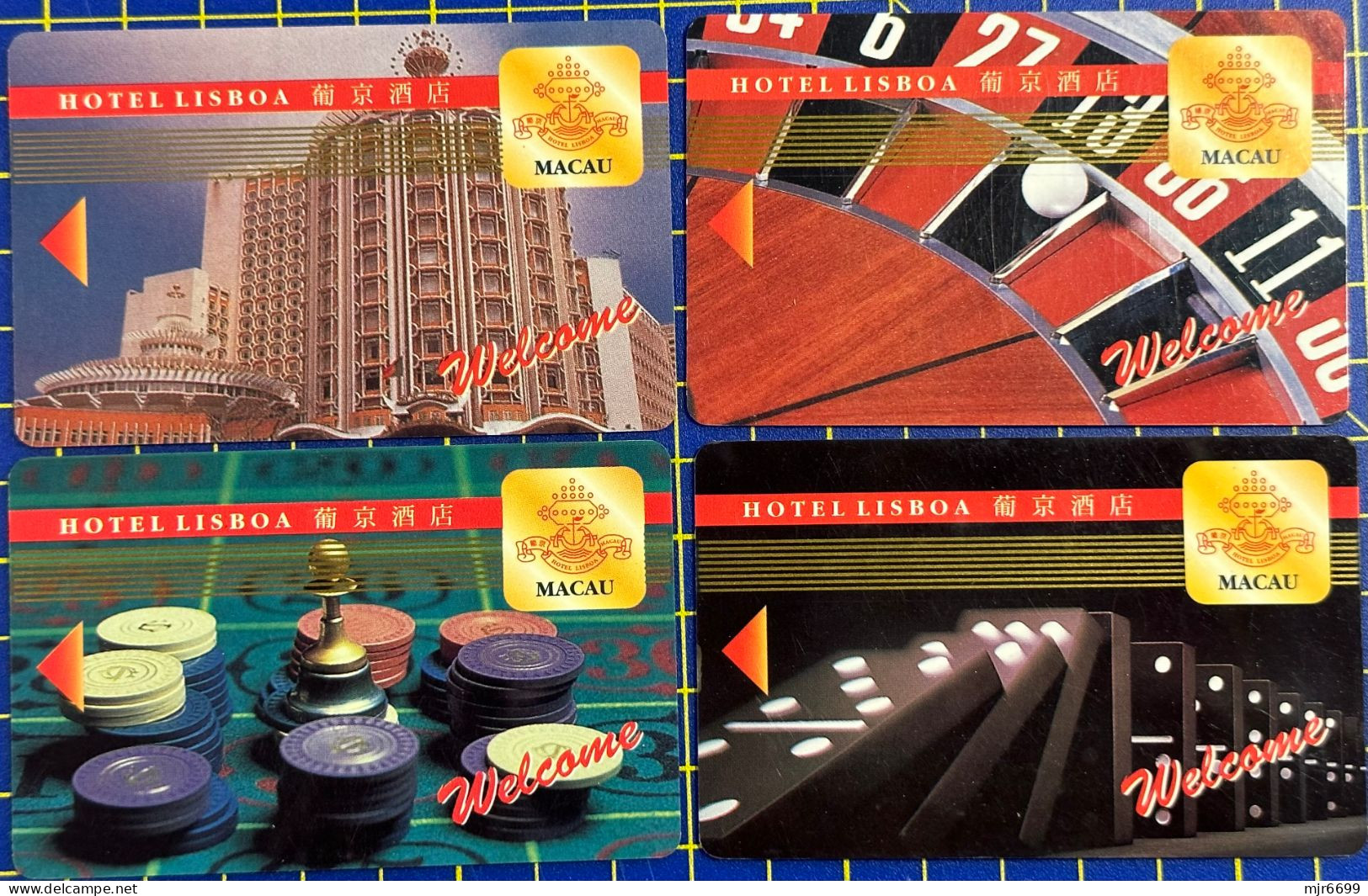 SET OF 4, HOTEL LISBOA ELECTRONIC ROOM KEY CARDS, GAMBLING THINGS RELATED, USED, CLEARING STOCK, C PICTURES. - Macau