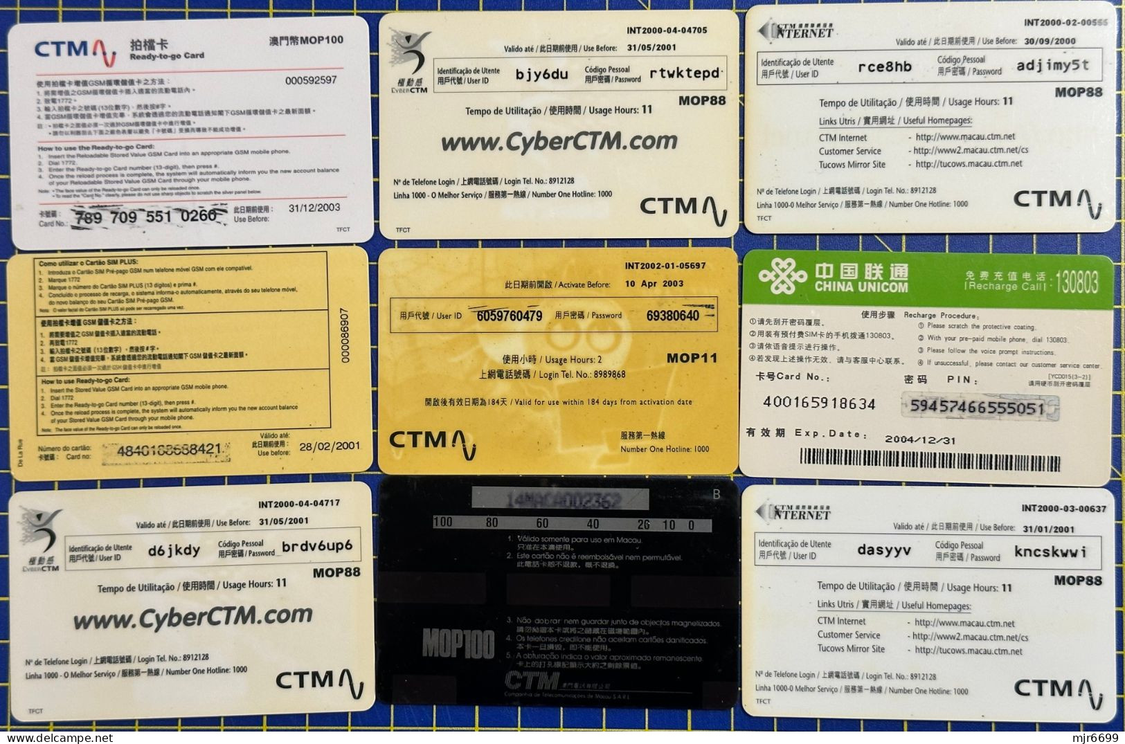 LOT OF 9 DIFFERENT CARDS, USED, CLEARING STOCK, SEE PICTURES. - Macao