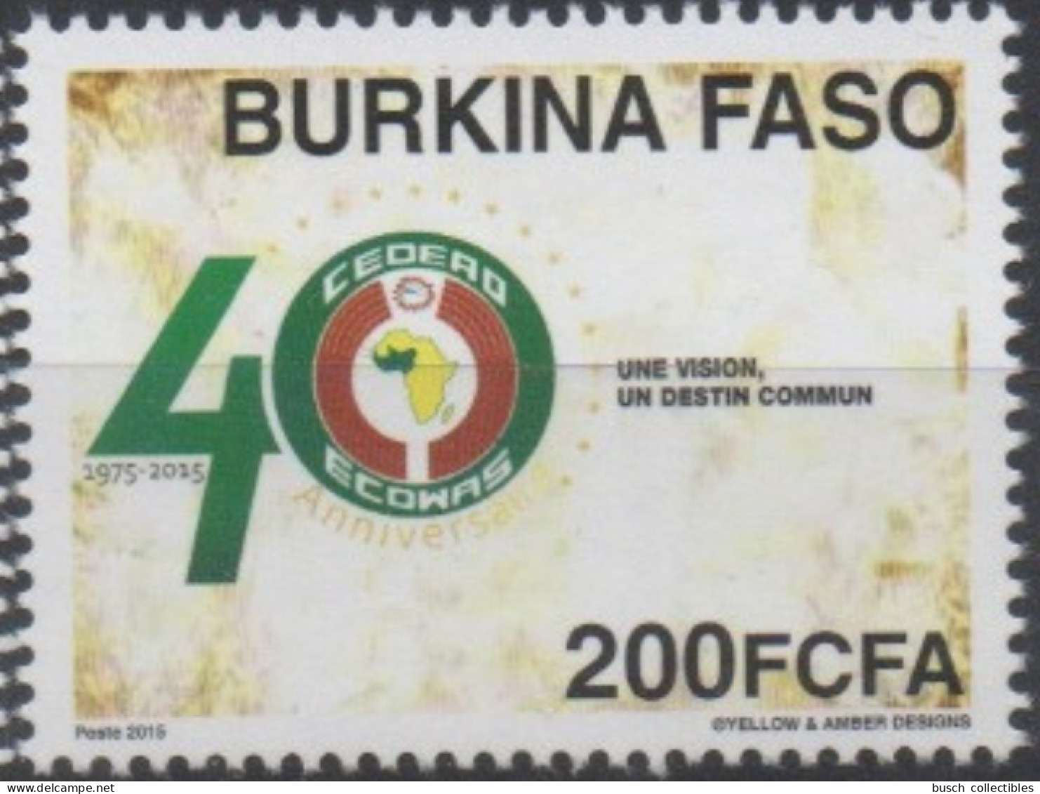 Burkina Faso 2015 Emission Commune Joint Issue CEDEAO ECOWAS 40 Ans 40 Years - Burkina Faso (1984-...)