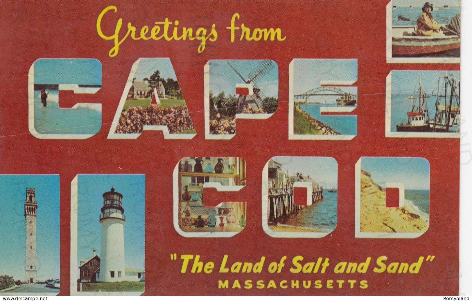 CARTOLINA  CAPE COD,MASSACHUSETTS,STATI UNITI-GREETINGS FROM CAPE COD-"THE LAND OF SALT AND SAND"-VIAGGIATA 1973 - Cape Cod