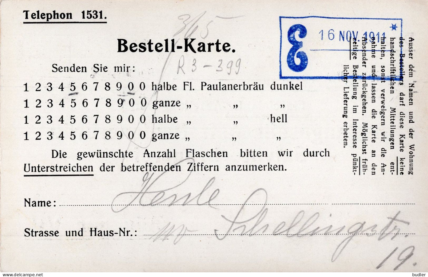 BAYERN:1911:#REPIQUÉE# = Postal Stationery On Request/Entier Postal Sur Demande:  PAULANERBRÄU,SALVATORBRAUEREI,MÜNCHEN - Bières