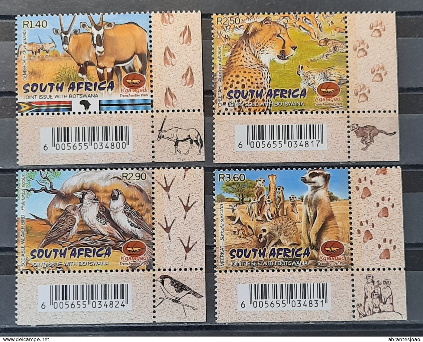 2001 - South Africa - MNH - Animals Of KgalagadinTransfrontier Park  - 4 Stamps With Labels - Nuovi