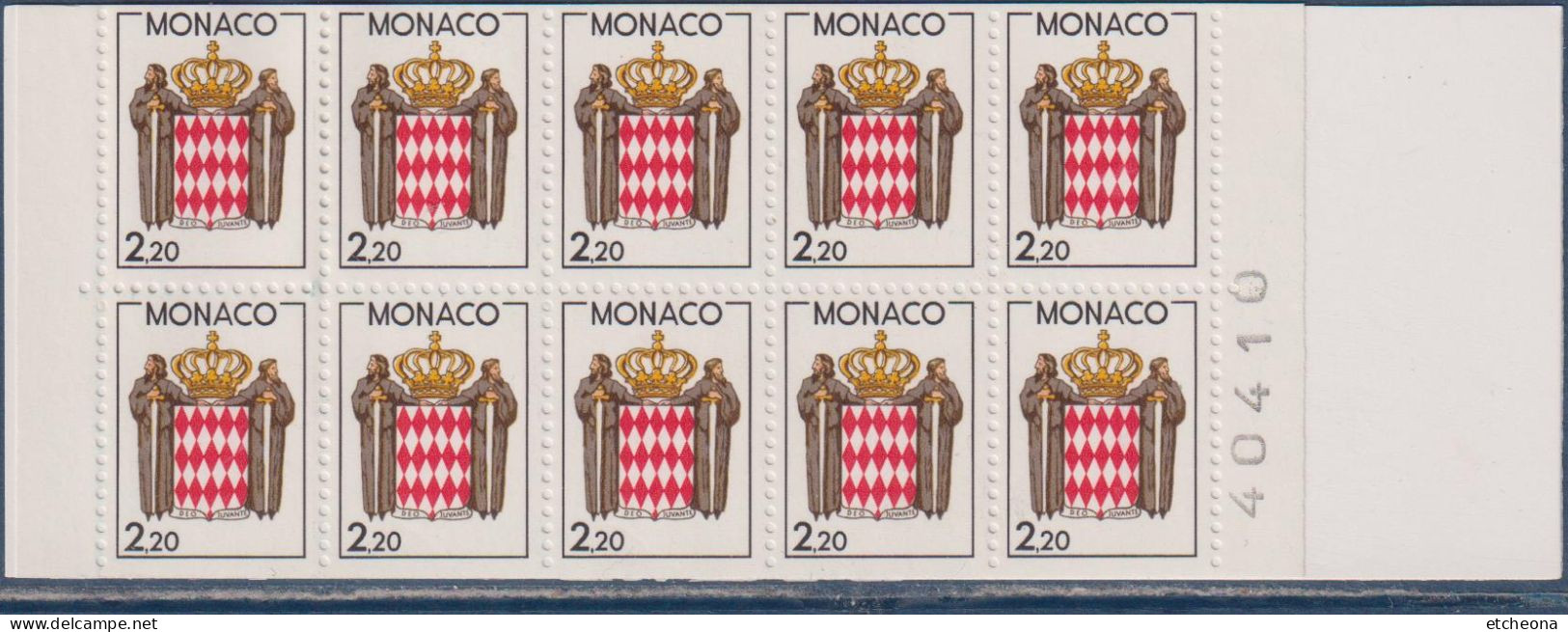 Carnet N°1 Armoiries Stylisées, 10 Timbres à 2f20 Neufsérie Courante N°1613 - Carnets