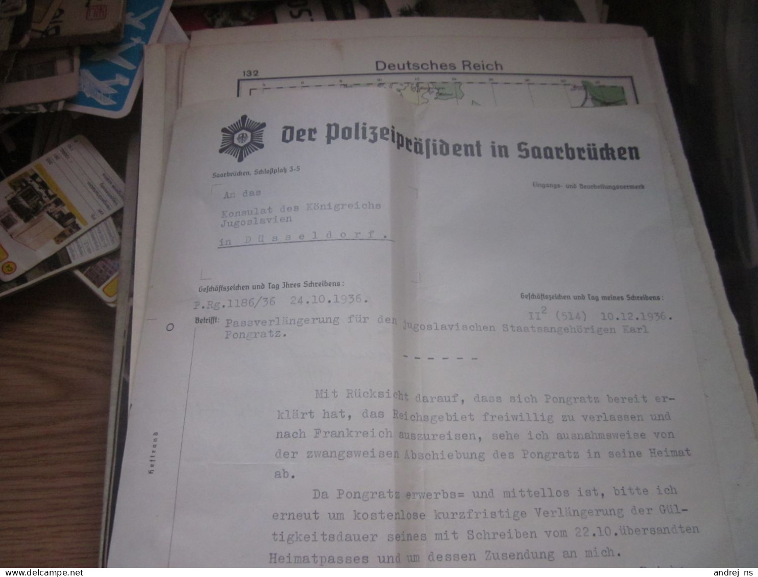 Der Polizeiorasident In Saarbrucken 1936 Signatures - 1900 – 1949