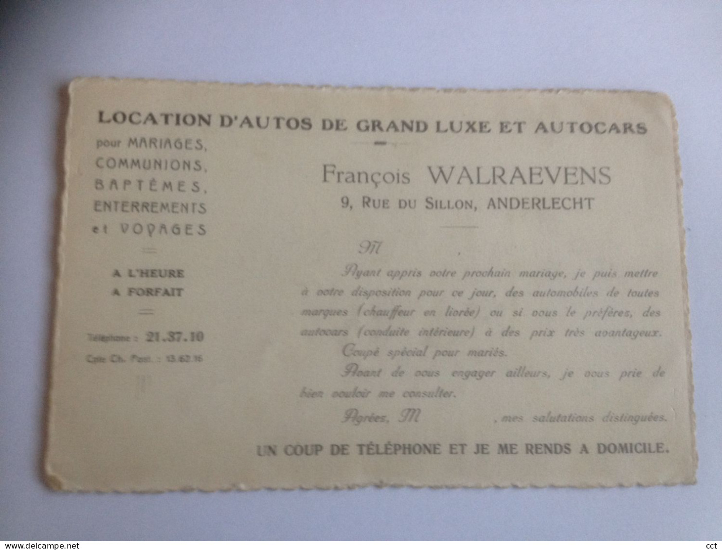 Anderlecht  Bruxelles  Location D'autos De Grand Luxe Et Autocars  François Walraevens - Anderlecht