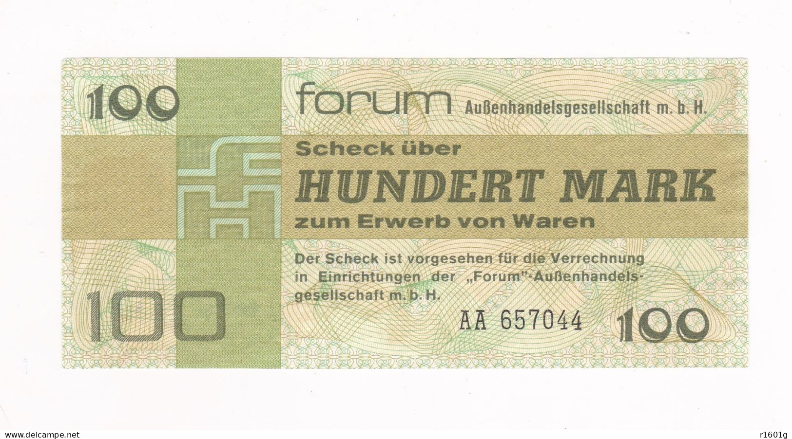 100 Mark FORUMSCHECKS DDR 1979 Serie AA ECHT Und UNC - [14] Forum-Aussenhandelsgesellschaft MBH