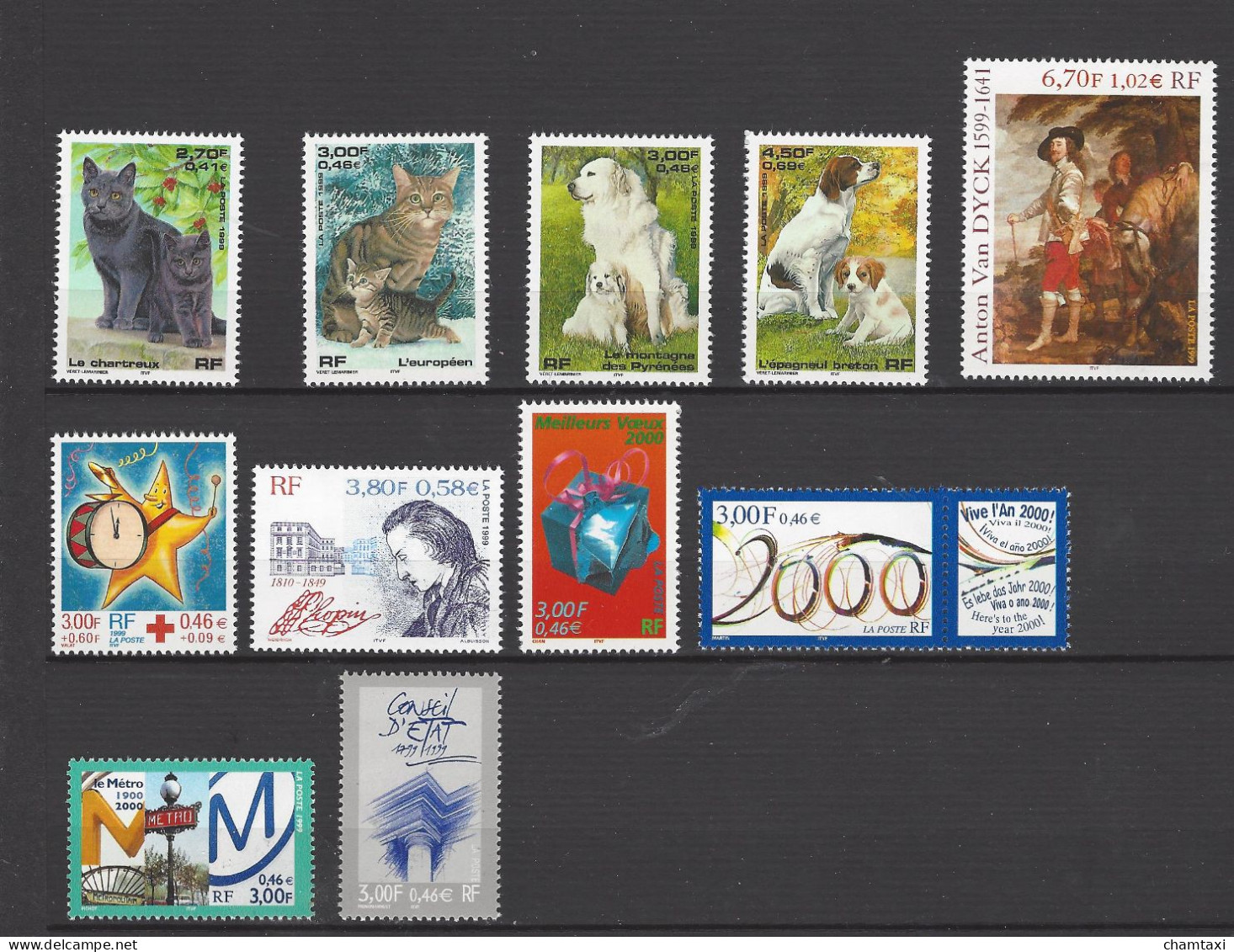 FRANCE 1999 ANNEE COMPLETE 57 TIMBRES EMIS EN FEUILLE  BF 22  + LES 5 TIMBRES ISSUS DE CARNET 3215 3220 3221 3212 3288a - 1990-1999