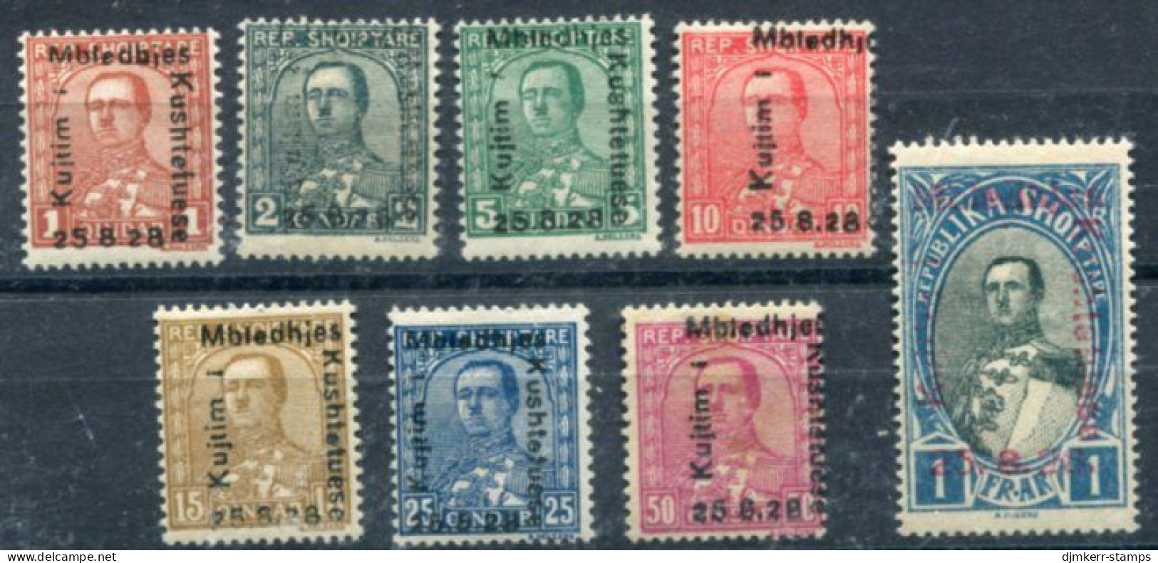 ALBANIA 1925 Constitutional Assembly, King Zog Definitive Set Overprinted LHM / *.  Michel 171-78 - Albanië