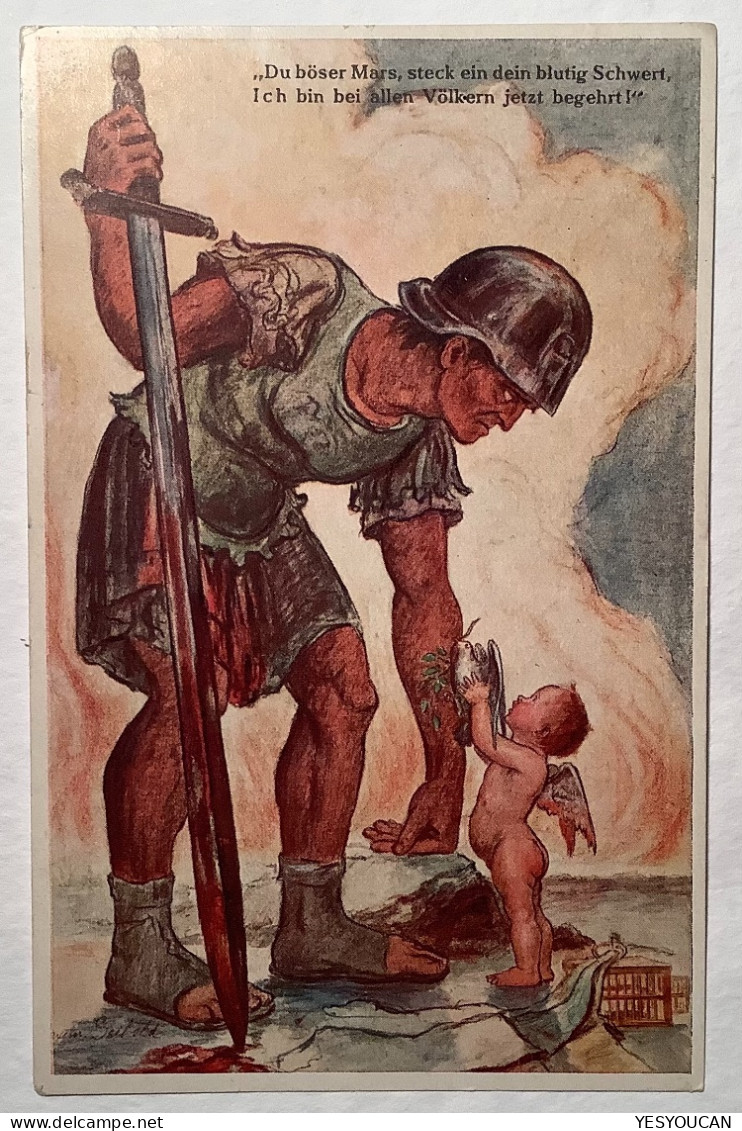 R! Künstlerkarte Schweiz.Friedensgesellschaft "Mars"#3Frobenius Basel(Ak Frieden Peace Paix Krieg WW1 Guerre1914-1918war - Basilea