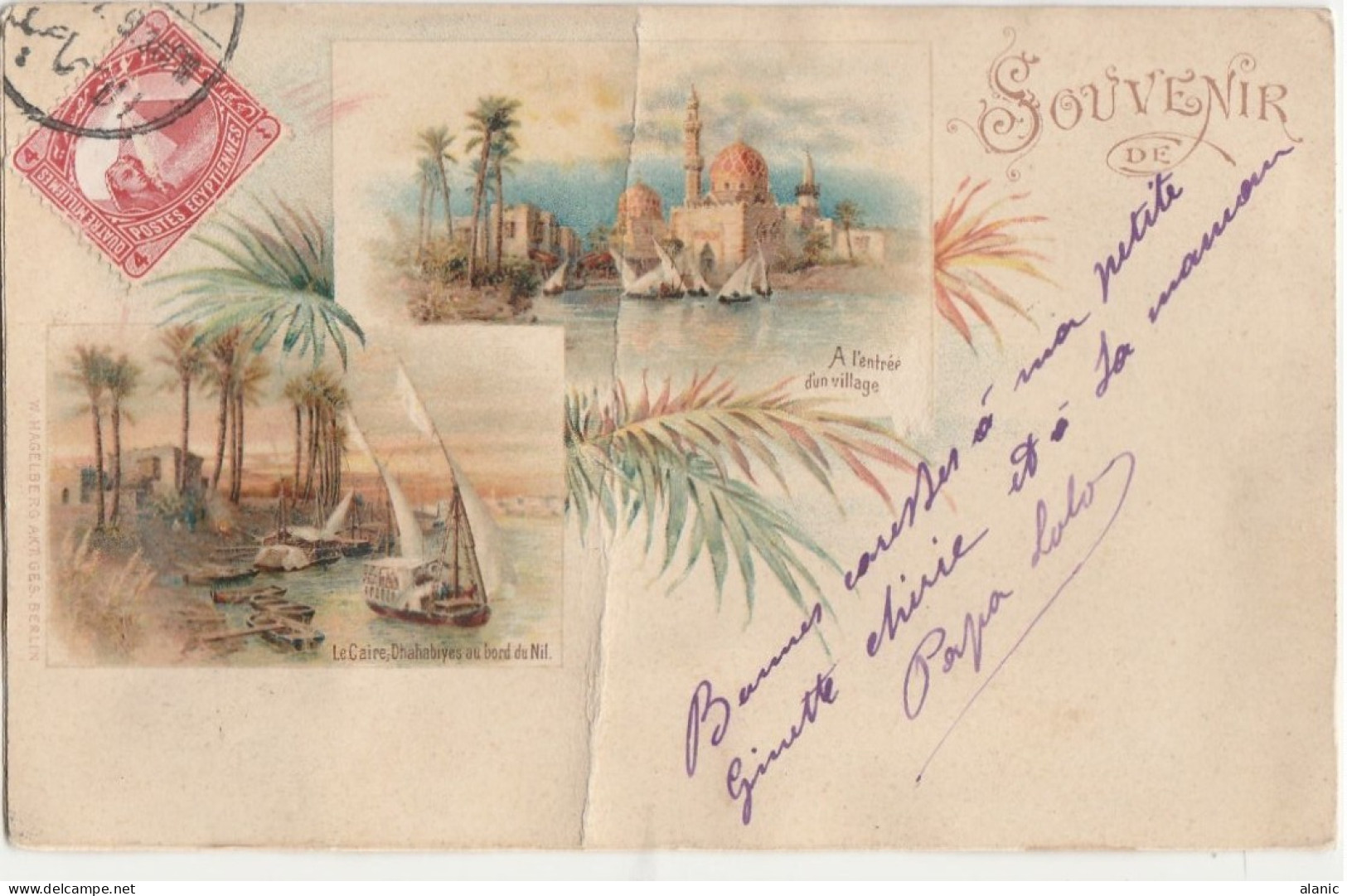 CPA- LE CAIRE DAHABIYA AU BORD DU NIL-Précurseur-  Circulée-Via Alexandrie Pour Fuveau (13)1907- - Le Caire