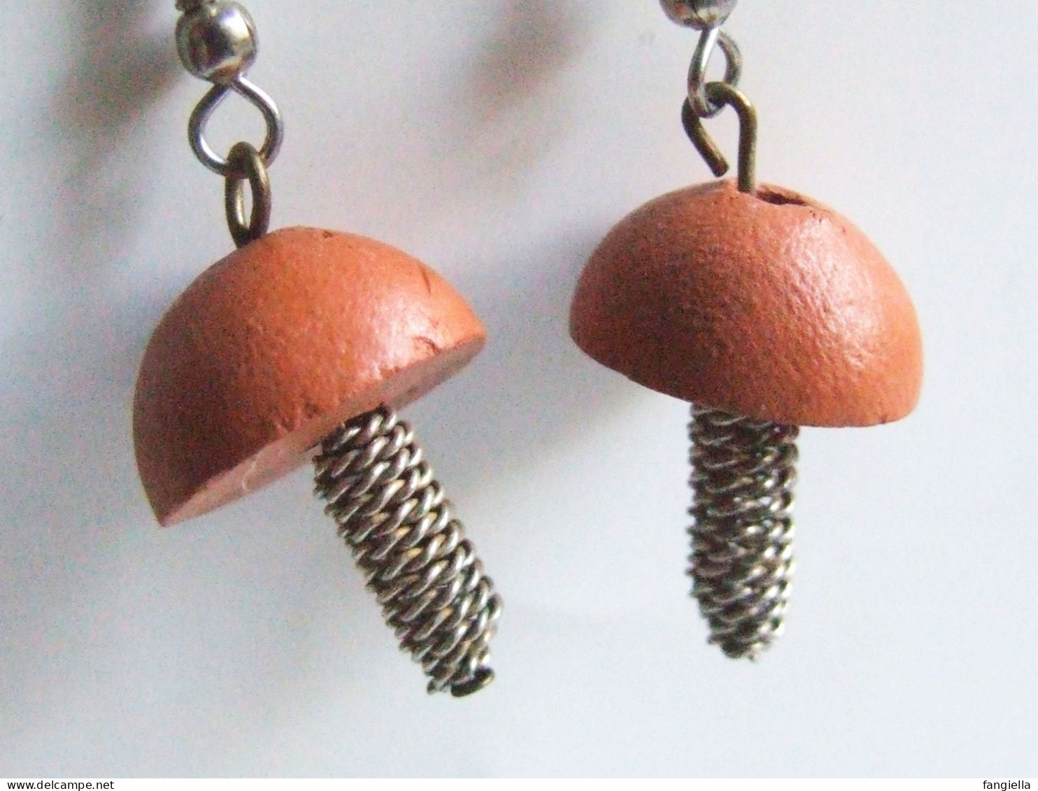 Boucles D'oreilles Pendantes, Boucles D'oreilles Champignons, Bijou Fait-main, Perles Terre Artisanale, Perles Africaine - Earrings