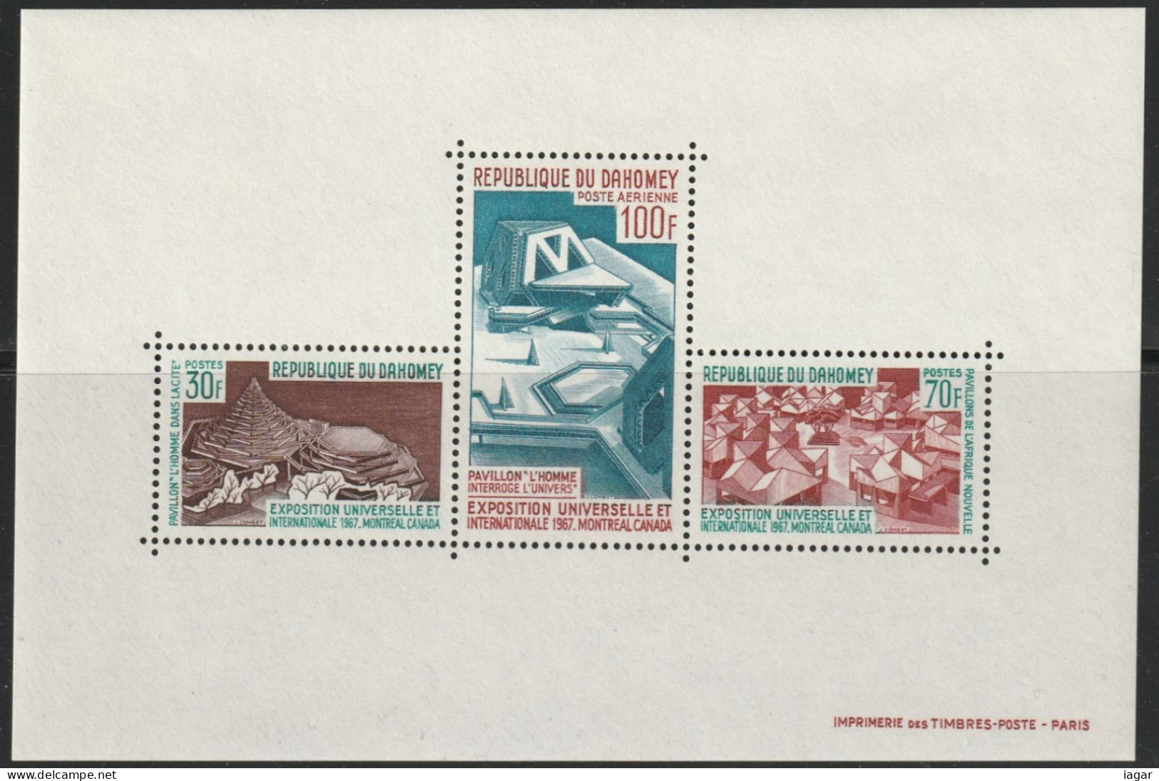 THEMATIC MONTREAL INTERNATIONAL EXPO - 3v+BF -  DAHOMEY - 1967 – Montreal (Canada)