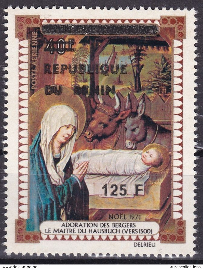 BENIN 1992 MICHEL 531 125F /40F Val 25€ - ADORATION DES BERGERS COWS DONKEYS NOEL 71 OVERPRINT SURCHARGE OVERPRINTED MNH - Bénin – Dahomey (1960-...)