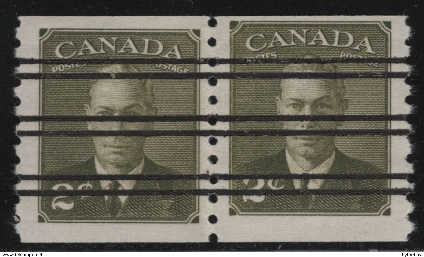 Canada 1951 MNH Sc 309, 309i 2c George VI Coil Precancel Jump Pair With Corner Flaw - Preobliterati