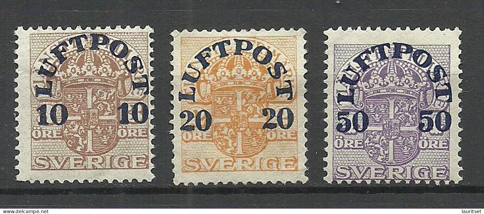 SCHWEDEN Sweden 1920 Air Mail Michel 138 - 140 * Luftpost - Unused Stamps