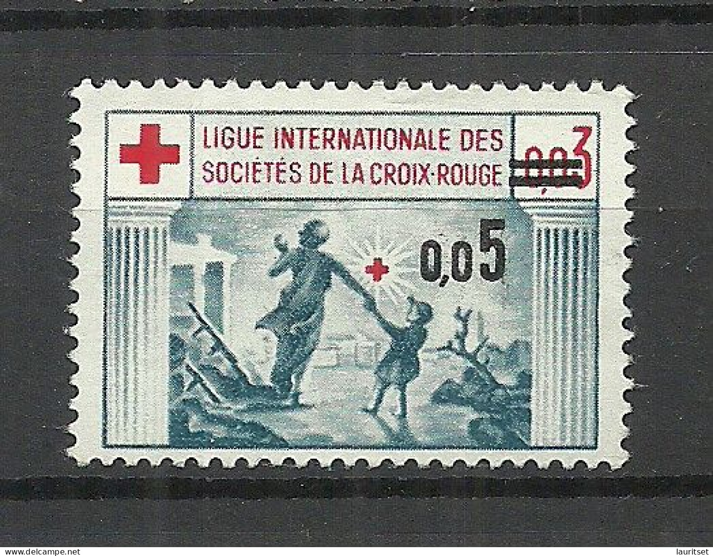 FRANCE Ligue Internationale Des Societes De La Croix-Rouge With OPT Red Cross Vignette Advertising Stamp (*) - Croce Rossa
