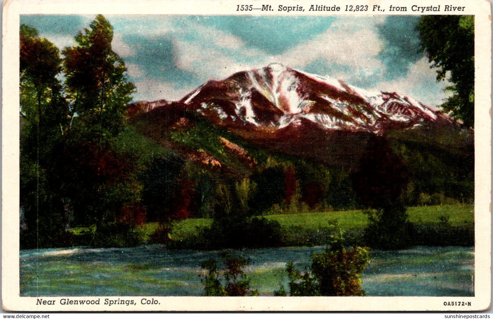 Colorado Mount Sopris From Crystal River Near Glenwood Springs - Rocky Mountains