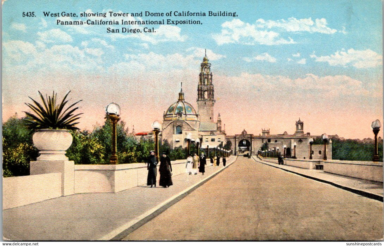 California San Diego 1915 Panama-California Expo West Gate Showing Tower And Dome Of California Building Curteich - San Diego