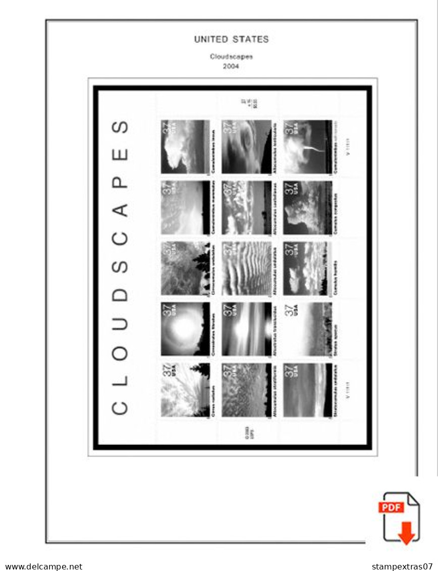 US 2000-2005 PLATE BLOCKS STAMP ALBUM PAGES (68 B&w Illustrated Pages) - Englisch