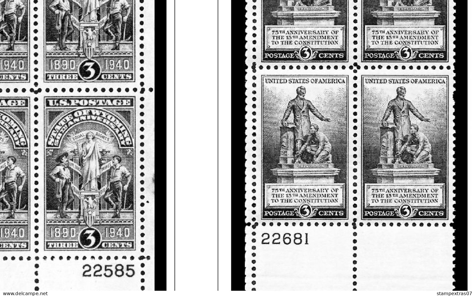 US 1940-1949 PLATE BLOCKS STAMP ALBUM PAGES (45 b&w illustrated pages)