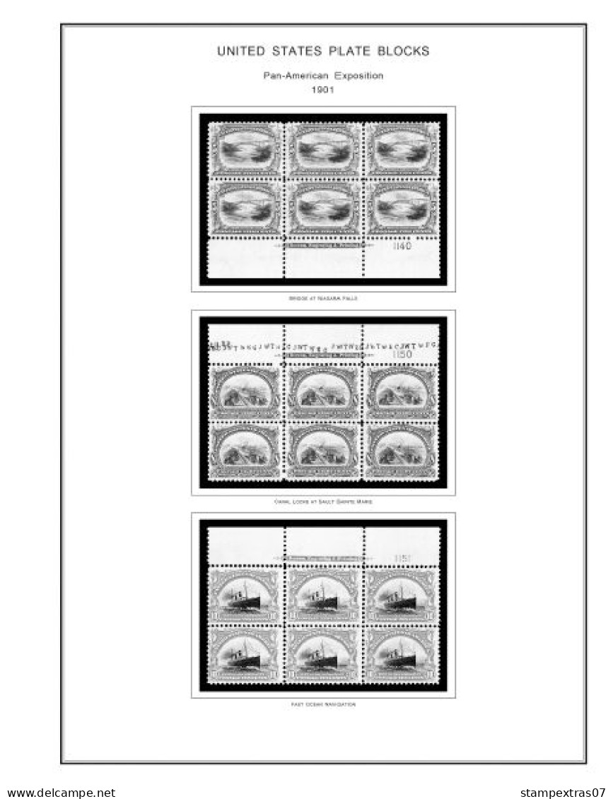 US 1901-1929 PLATE BLOCKS STAMP ALBUM PAGES (46 B&w Illustrated Pages) - Inglese