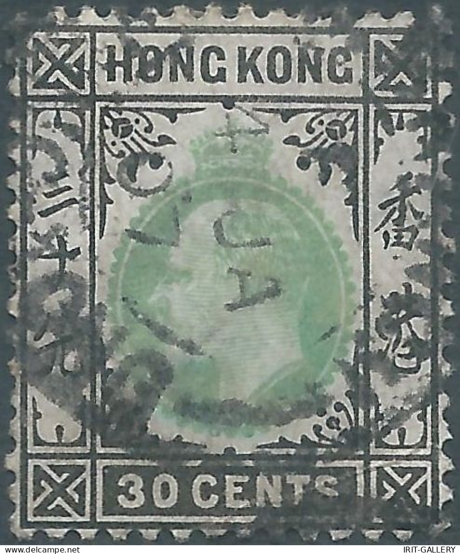 Great Britain-ENGLAND,Hong Kong,1903 King Edward VII Of The United Kingdom-30C Black/green,Obliterated,Value:€30,00 - Gebraucht