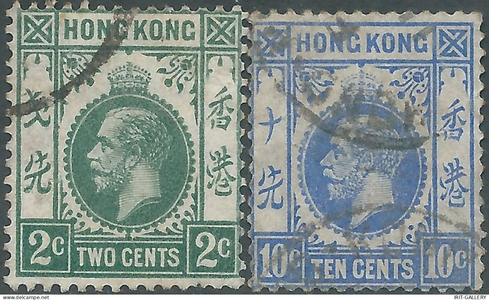 Great Britain-ENGLAND,Hong Kong,1912 King George V - 2C & 10C,Obliterated - Oblitérés