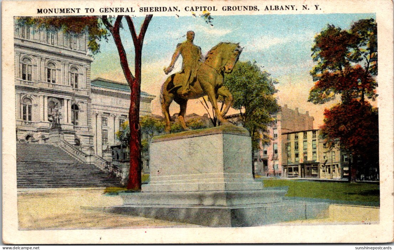 New York Albany Capitol Grounds Monument To General Sheridan 1931 - Albany