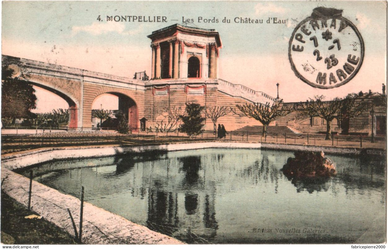 CPA 34 (Hérault) Montpellier - Les Bords Du Château D'eau Du Peyrou TBE Colorisée, éd. Nouvelles Galeries - Watertorens & Windturbines