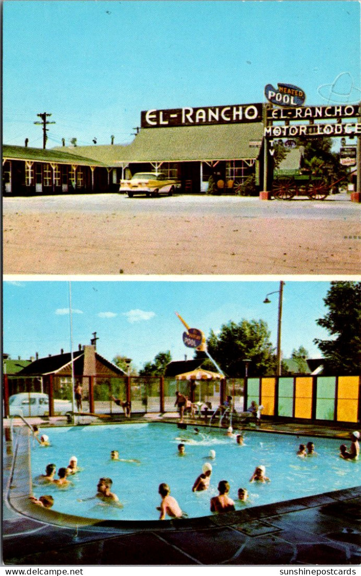 Wyoming East Rock Springs El Rancho Motor Lodge Split View Showing Swimming Pool - Rock Springs