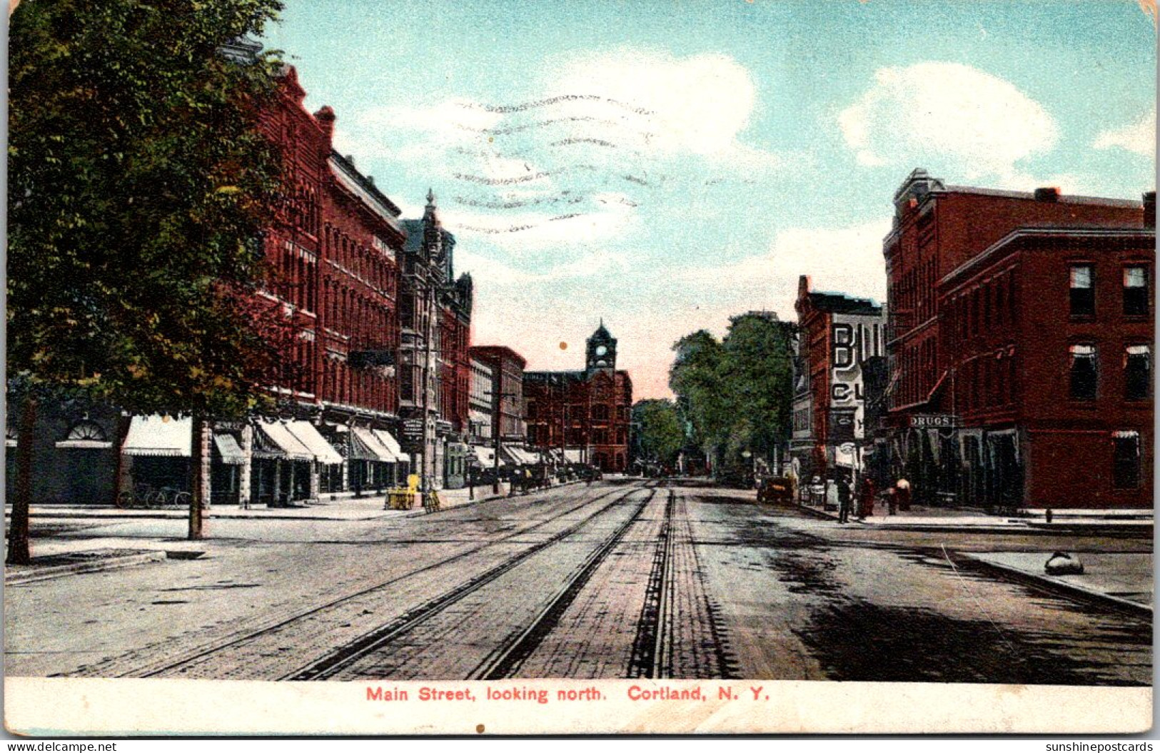 New York Cortland Main Street Looking North 1909 - Rochester